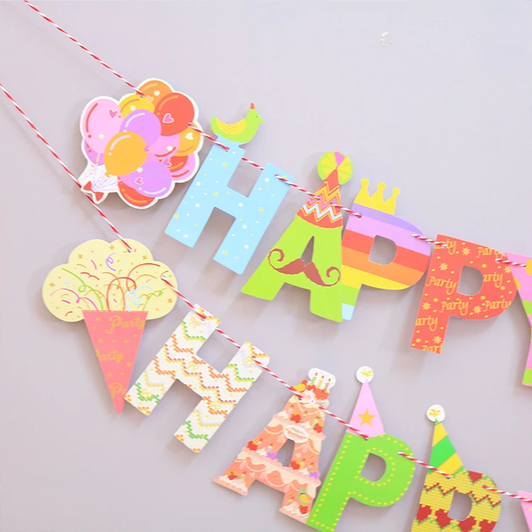 Hot sale party letter pull flag birthday mustache banner