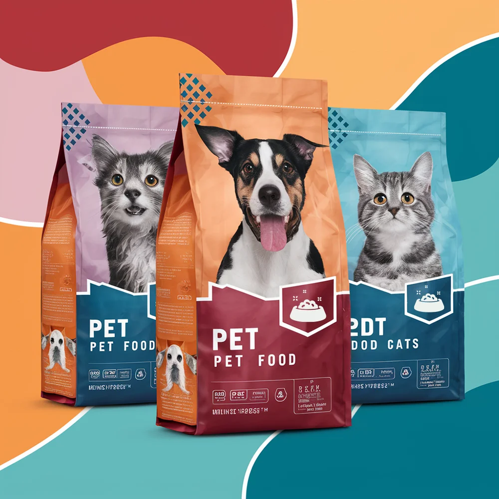 Customized Printed Side Gusset Pet Food Zipper Bag Flat Bottom Gusset Stand Up Pouch with window