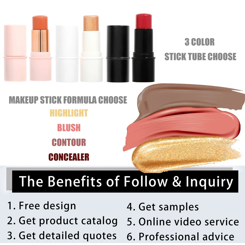 Makeup Wand Highlighter Bronzer Stick White Makeup Stick Face Makeup Highlighter Pen Glitter Creamy Highlighter Stick