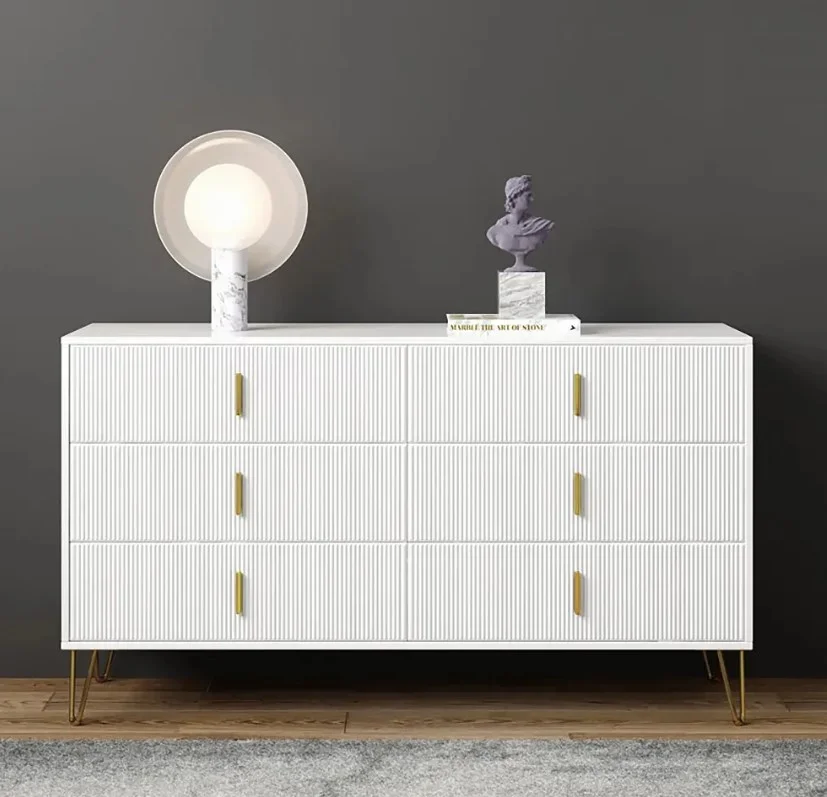 Modern White Bedroom Dresser with  6-Drawer Cabinet  side cabinet for living room