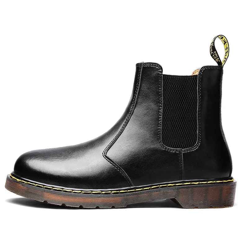 Оптовая продажа, мужские высокие ботинки челси в британском стиле, черные ботинки из натуральной кожи