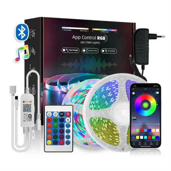 5m 10m 15m 20m LED Strip Kit 5050 2835 RGB LED Strip Light Set Flexible Ribbon DC 12V RGB Tape IR Controller with 5A Adapter