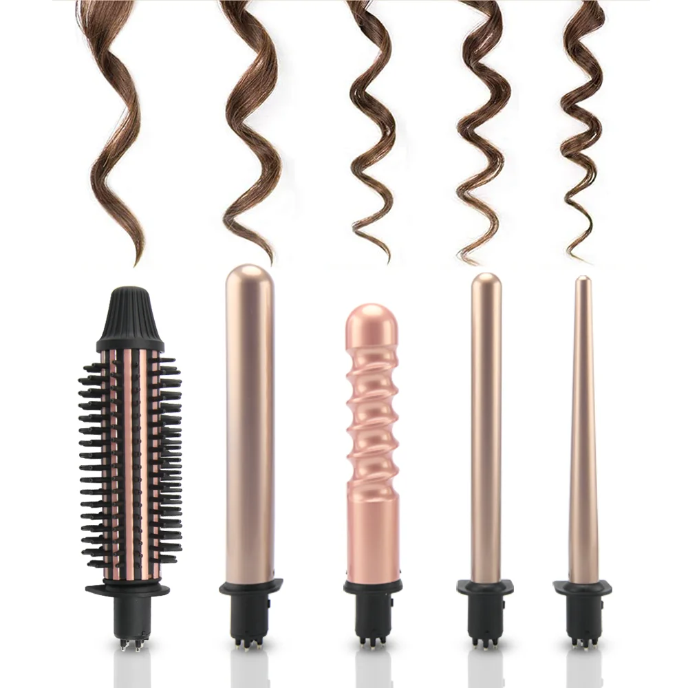 Pritech 5 In 1 Ceramic Coating Barrel Temperature Control Lcd Display New Hair Curler Machine