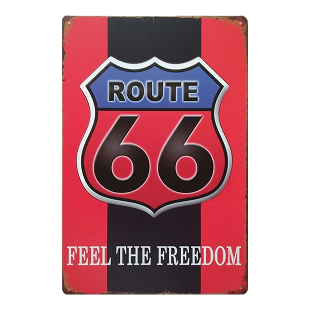 
Wholesale Route 66 posters wall decoration metal tin signs for garage decor, funny tin signs of gasoline for gas station 