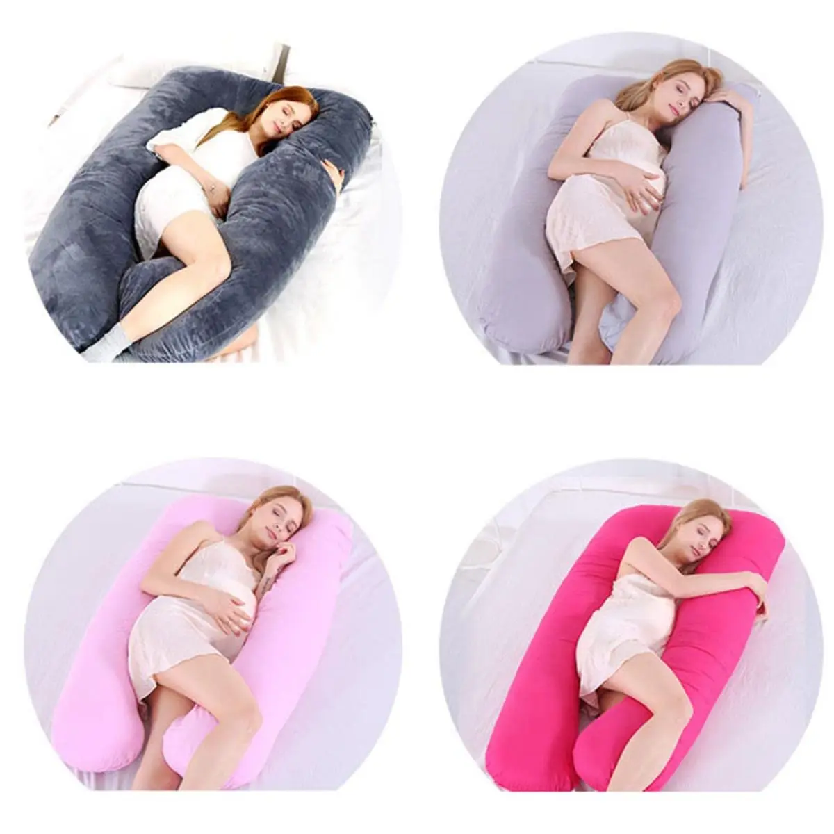 Multiourpose Maternity Supportive Design Bolster U Shape Women Sleeping Crystal Velvet Body Pregnant Maternity Pregnancy Pillow