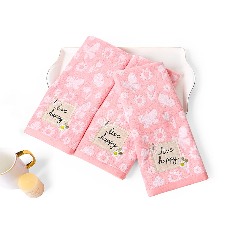 Bath towel set comfortable 100%cotton terry with free fancy embroidery and customized bag