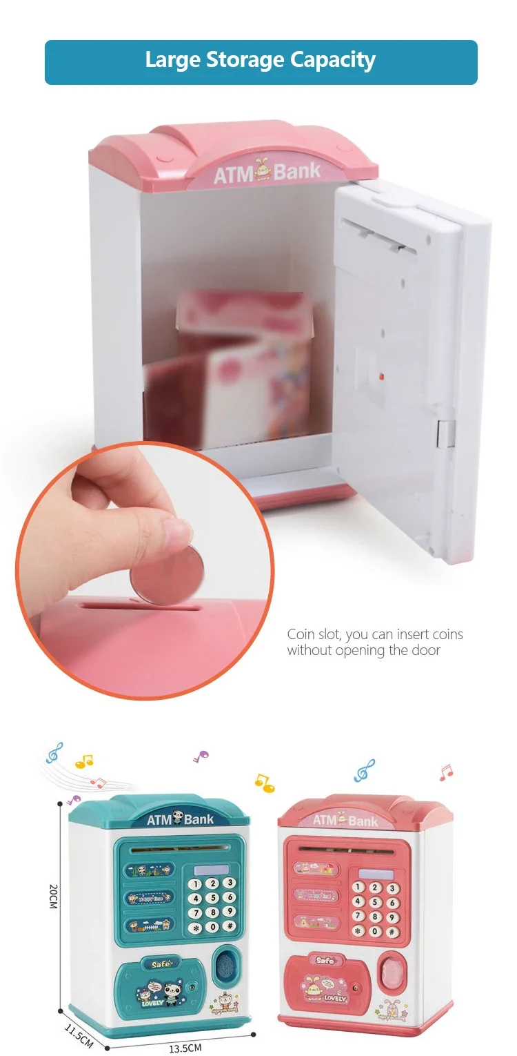 Novelty Toys Children Saving Money Box Kids Electronic ATM Bank Coin Bank Fingerprint Password Lock Piggy Bank educational toys