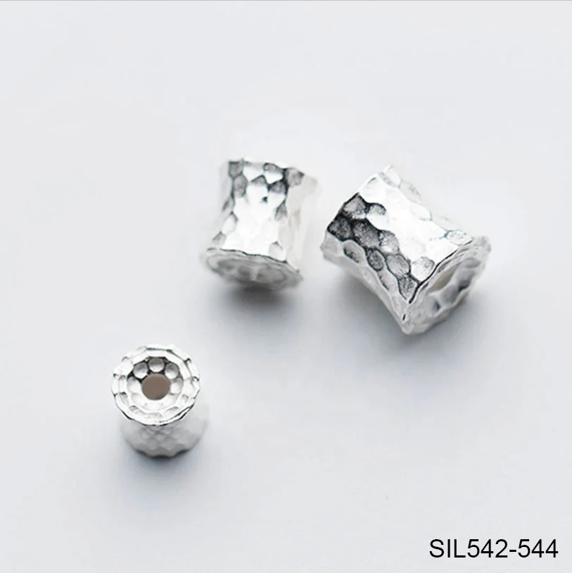 S925 Sterling Silver Hill Tribe Silver Faceted Drum Shape Bead SIL542 543 544