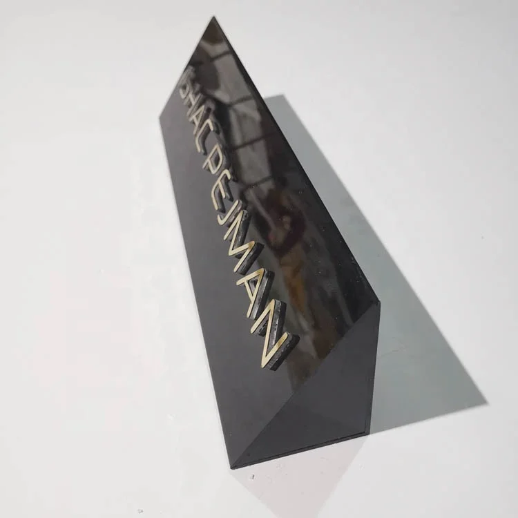 Black Handmade Table Acrylic Box Free Standing With Laser Cutting Letters