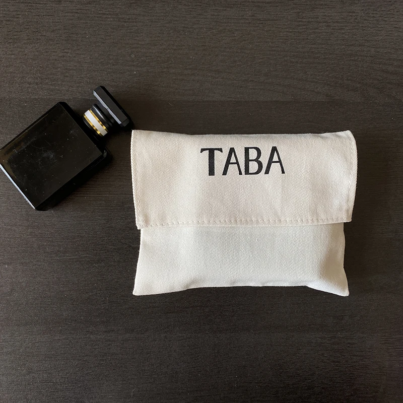 Customized Natural Twill Cotton Envelope Bags Organic Flap Cotton Pouch For Fake Eyelashes