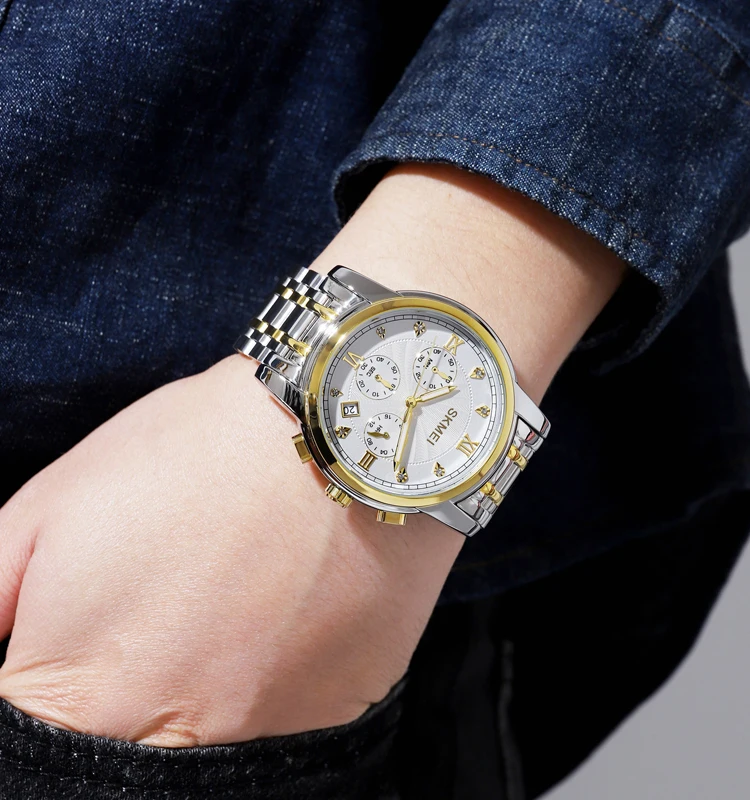 SKMEI 1904 wholesale brand watch custom business luxury stainless steel watch quartz watches for men