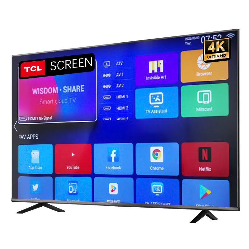 TCL SCREEN smart TV DQ High quality factory outlet price flat Explosion proof 75-inch UHD HDR 4K smart led tv
