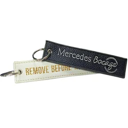 Factory oem custom auto fabric embroidery key tag holder custom made desgin airplane keychain