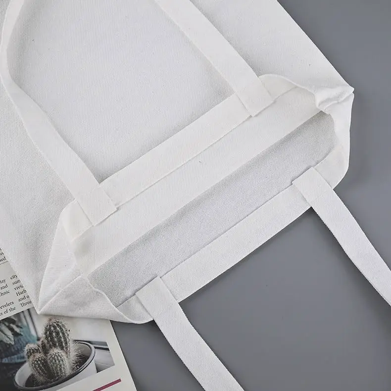 Custom Logo Printed Reusable Shopping Bag Size Square Zip Cotton Canvas Shoulder Bag With Zipper