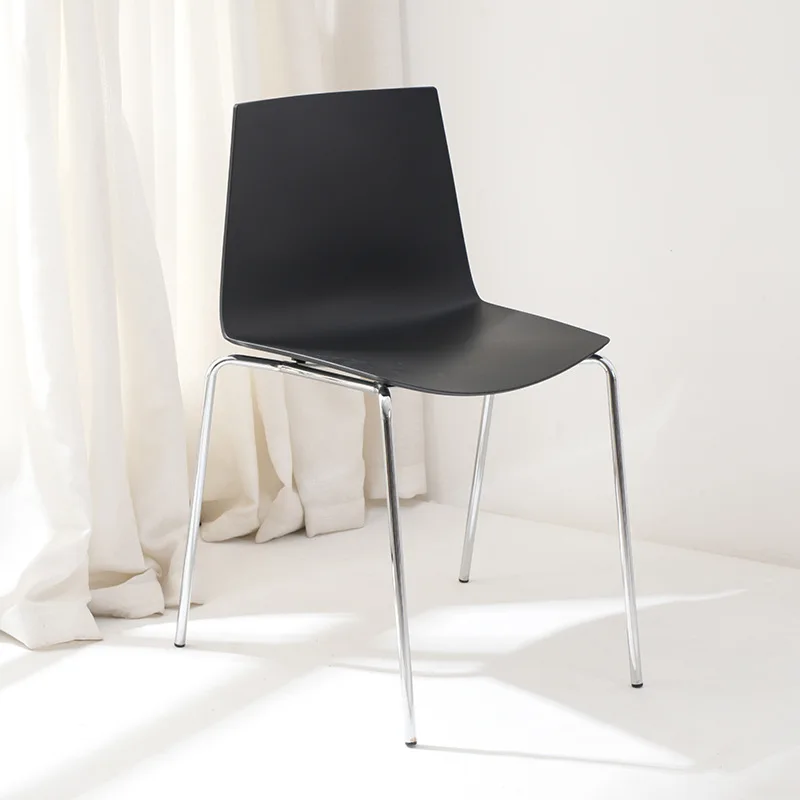 STG Modern Black Backrest Lounge Chair Plastic Library Training Chair Meeting Room Office Chair With Metal Leg