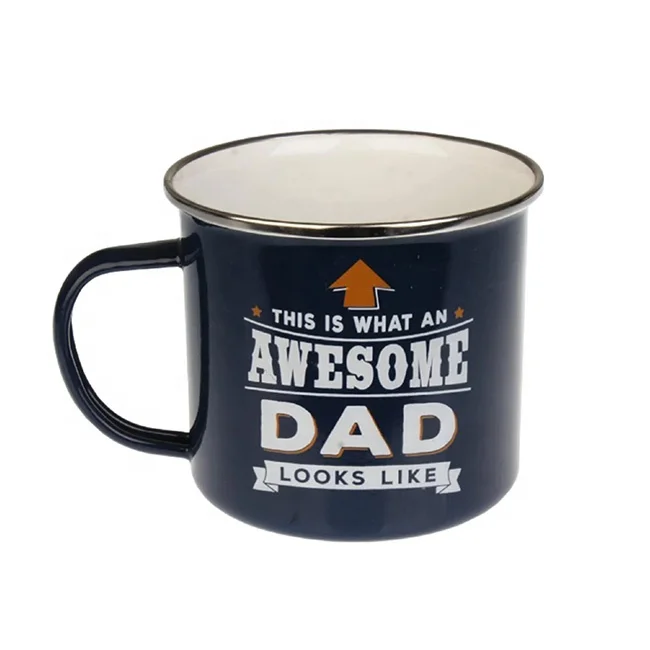 Lightweight Durable enamel 14oz tea or coffee cups Camping Enamel Mug for Tea Soup Milk