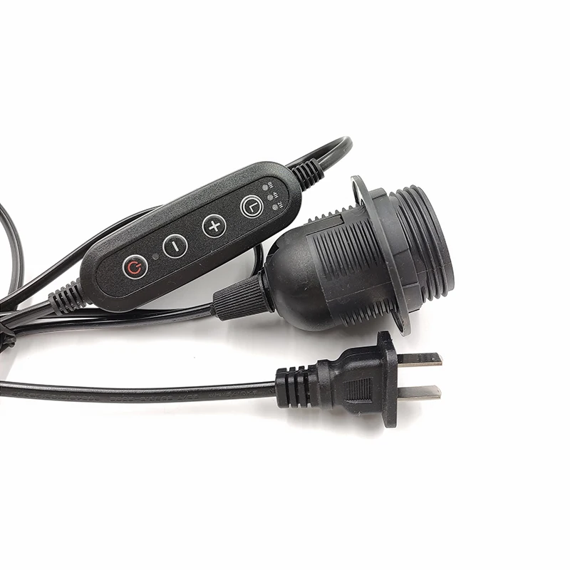 Hagood EU US Plug AC Power Cord Cable E27 LED Timing Dimming Switch Wall Hanging Holder Switch Wire Extension for Pendant Hang