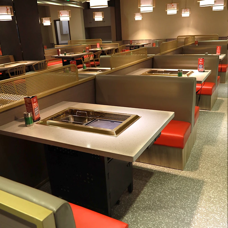 Chinese supplier exquisite craftsmanship restaurant square hot pot barbecue table rock board table