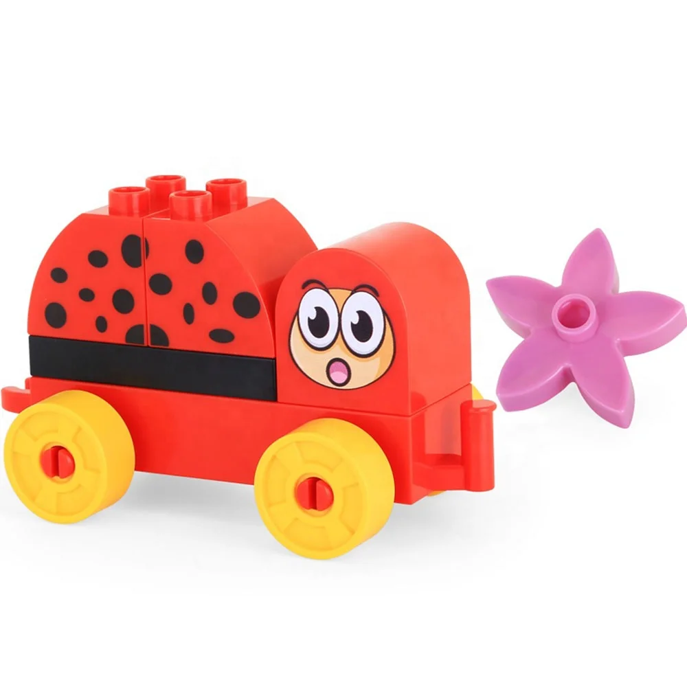 plastic dubie educational DIY set cheap small creative ladybug building blocks toys for playing