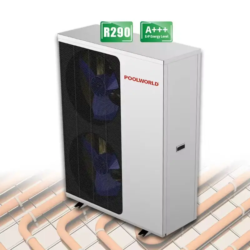 Poolworld heat pump r290 monoblock heat pump 9kw fan coil unit for heating and cooling