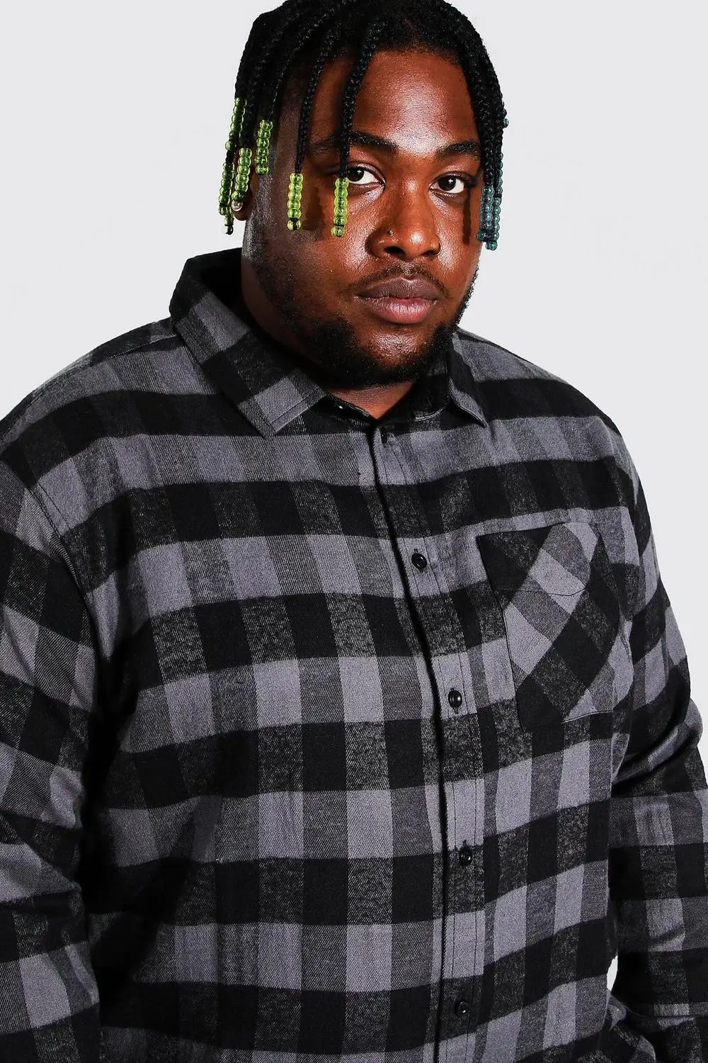 Autumn Casual Dark Color Plaid Pattern Flannel Nice Trending Full Sleeve Polyester Spandex Check Shirts For Men Street Wear