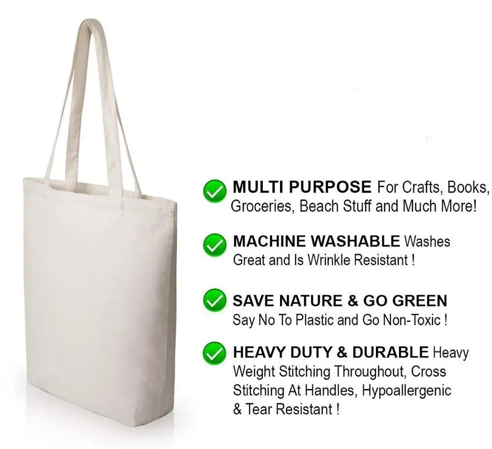 large plain blank white custom cotton fabric canvas shopping tote bag reusable