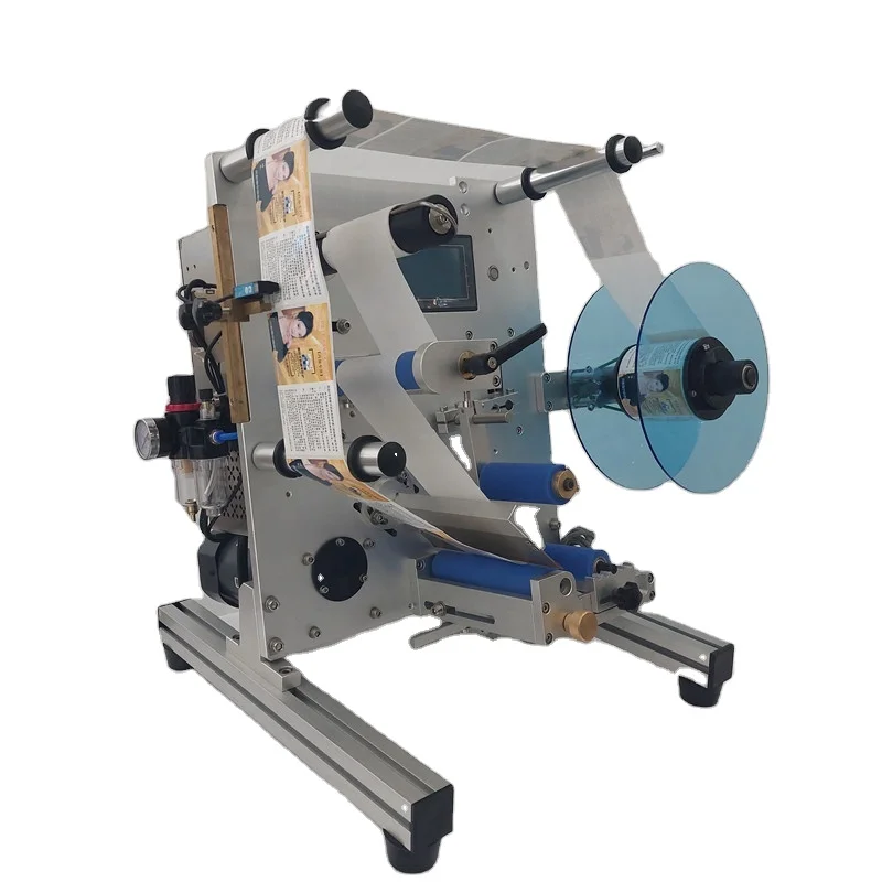 Wine Double Side Sticker Round Water Semi Automatic Digital Bottle Labeling Machine For Plastic Bottle