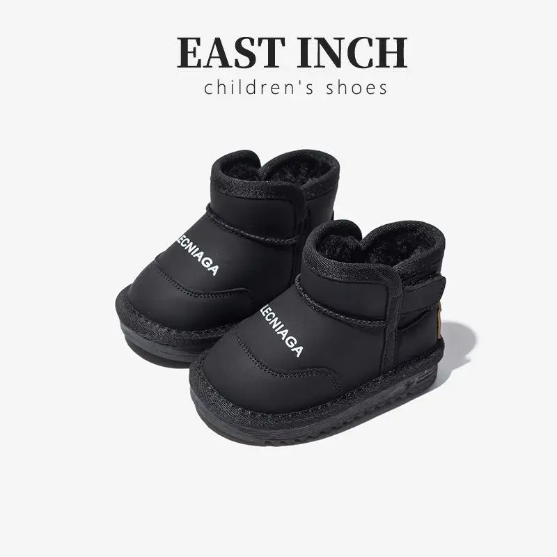 Wholesale New Fashion Kid Outdoor Warm Fur Anti-Skid Soft Microfiber Leather Snow Boots Plush Outdoor Shoes