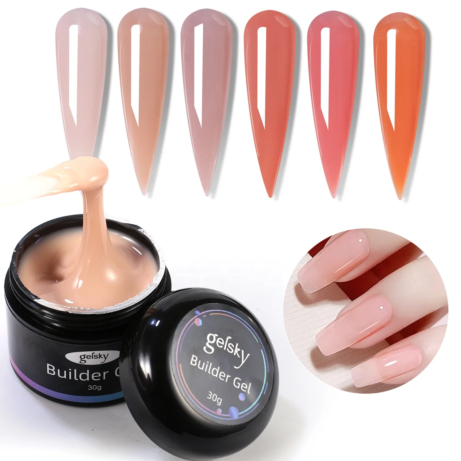 Gelsky Nude Colors Gel X Nail Extensions Private Label Gel Builder Hema Free Hard Gel Polish