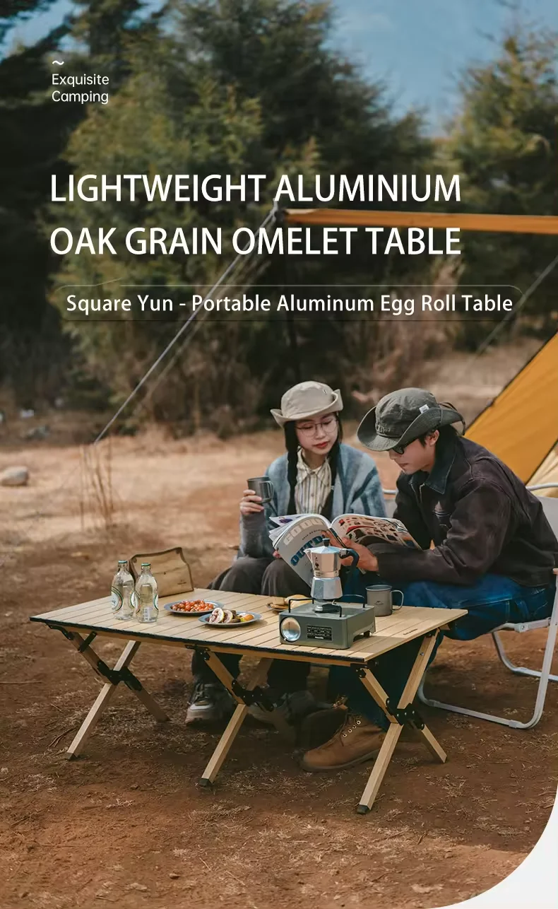 Aluminum Alloy Egg Roll Table Portable Outdoor Camping Picnic Folding Table