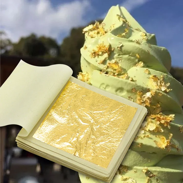 24k edible gold leaf 9.33*9.33cm edible gold leaf sheets for cake decoration food decoration