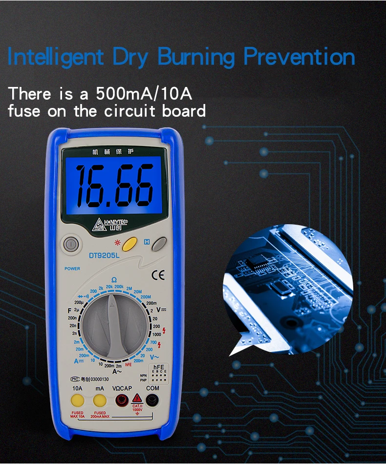 DT9205L Hot Sale High Precision Handheld Digital AC/DC Multimeter with Resistance Frequency Tester Diode test Data