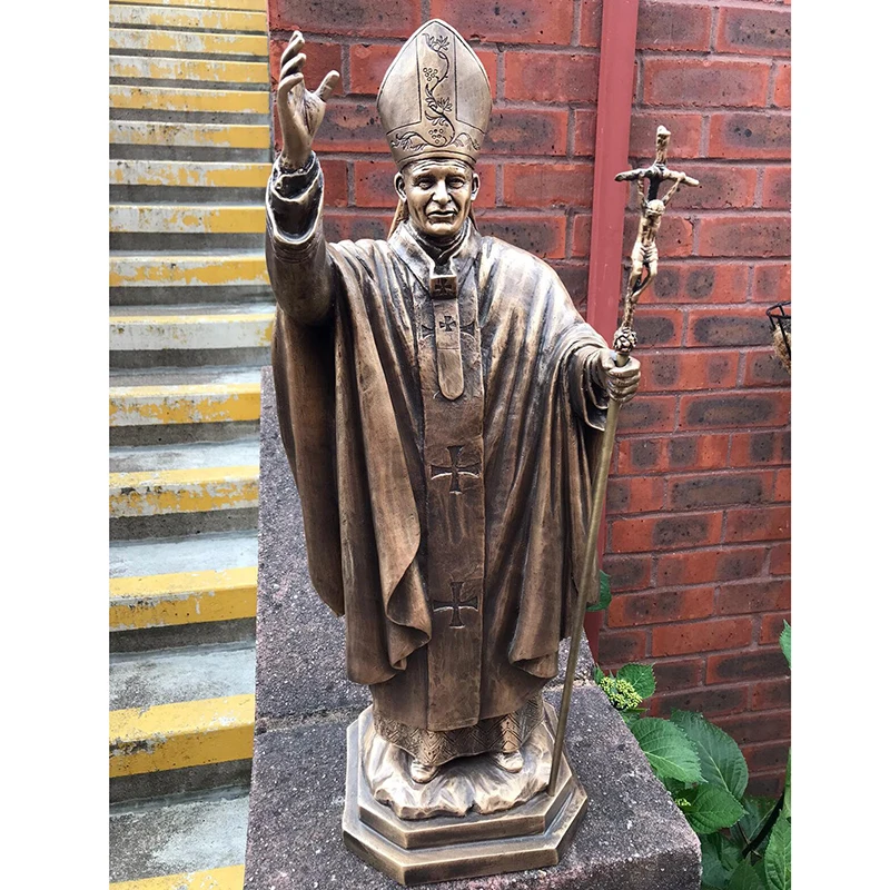Quyang Outdoor Roman Catholic Religious Pope Metal Sculpture Bronze Life Size St.john Paul Ii Statue for Church Decoration