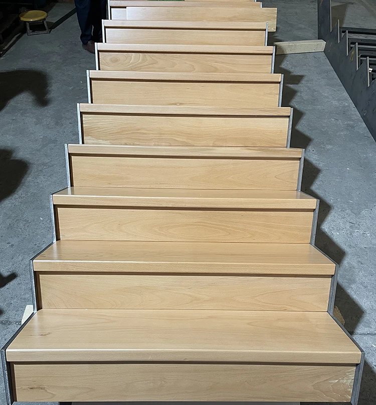 Modern indoor staircase designs steel frame solid wood staircase
