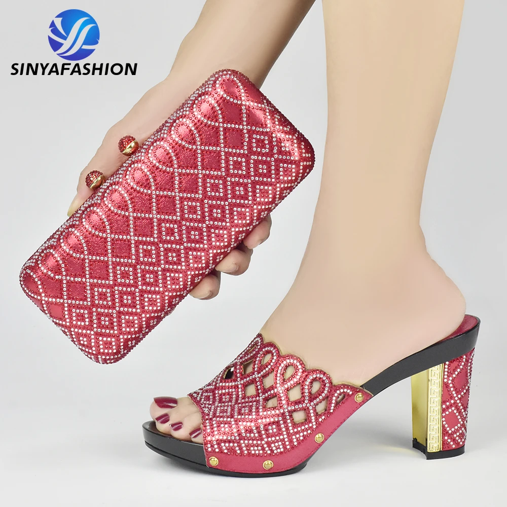 Оптовая продажа итальянская обувь на высоком каблуке и сумка в комплекте для нигерийского вечернего женского