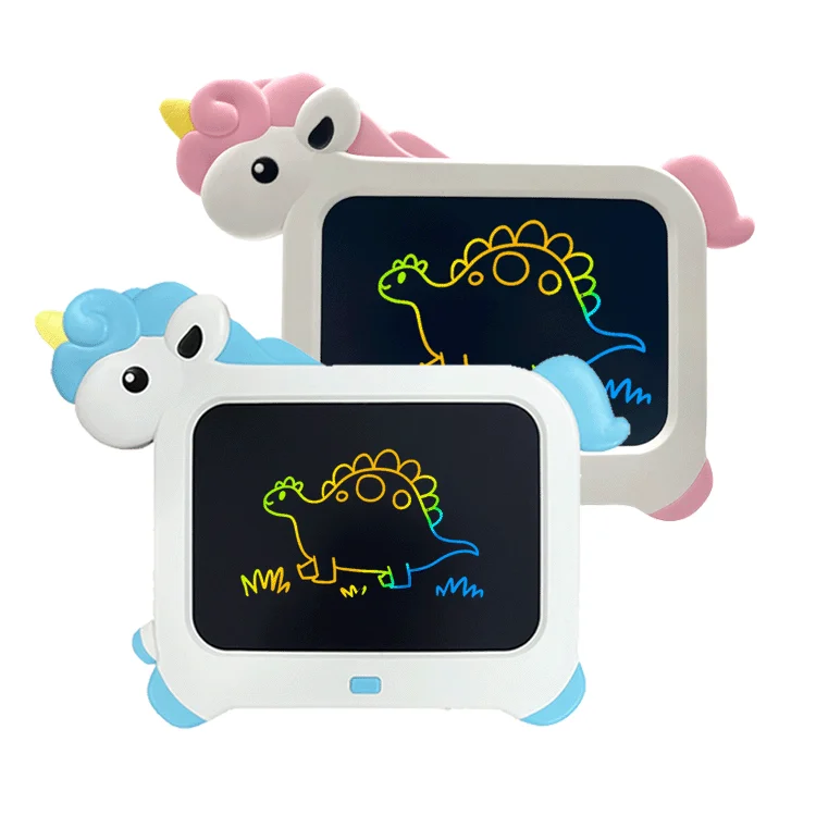 8.5-inch building block drawing board two-in-one baby toy smart DIY writing board cartoon unicorn writing board color screen