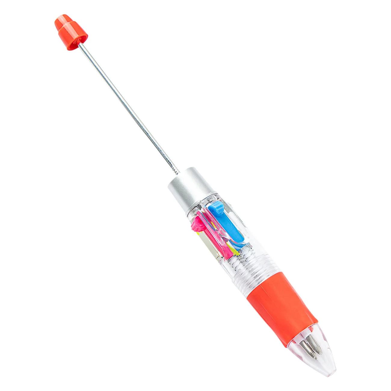 4 in 1 DIY Bead Pen Plastic colored ball pen School Office supplies clear gift Ballpoint Pen with Custom logo