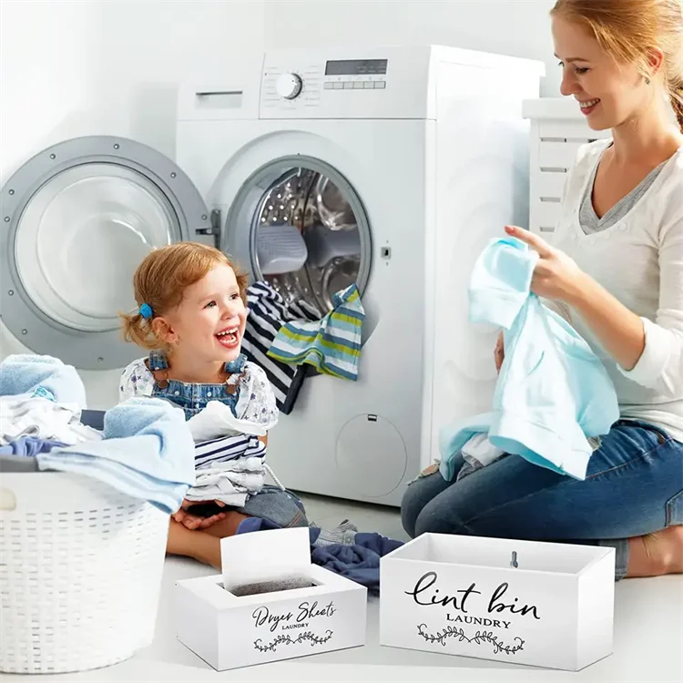 Dryer Sheet Holder, Wooden Dispenser with Hinged Lid for Fabric Softener Sheets,Container Storage Box,Laundry Sheet Dispenser