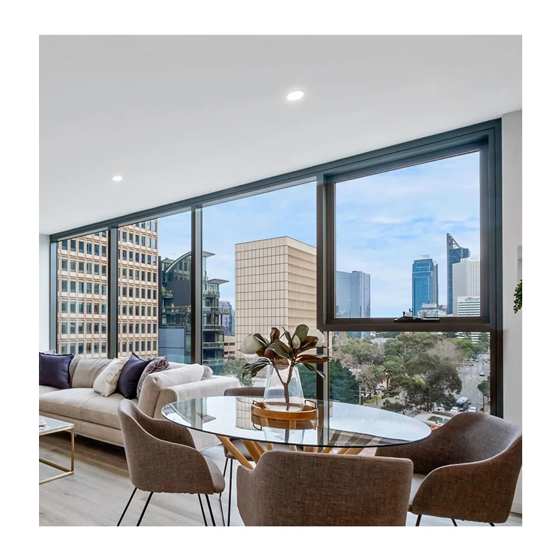 As2047 Aluminum Alloy Awning Window Manual Control Chain Winder Double Tempered Glass Aluminum Windows For Villa Hotel