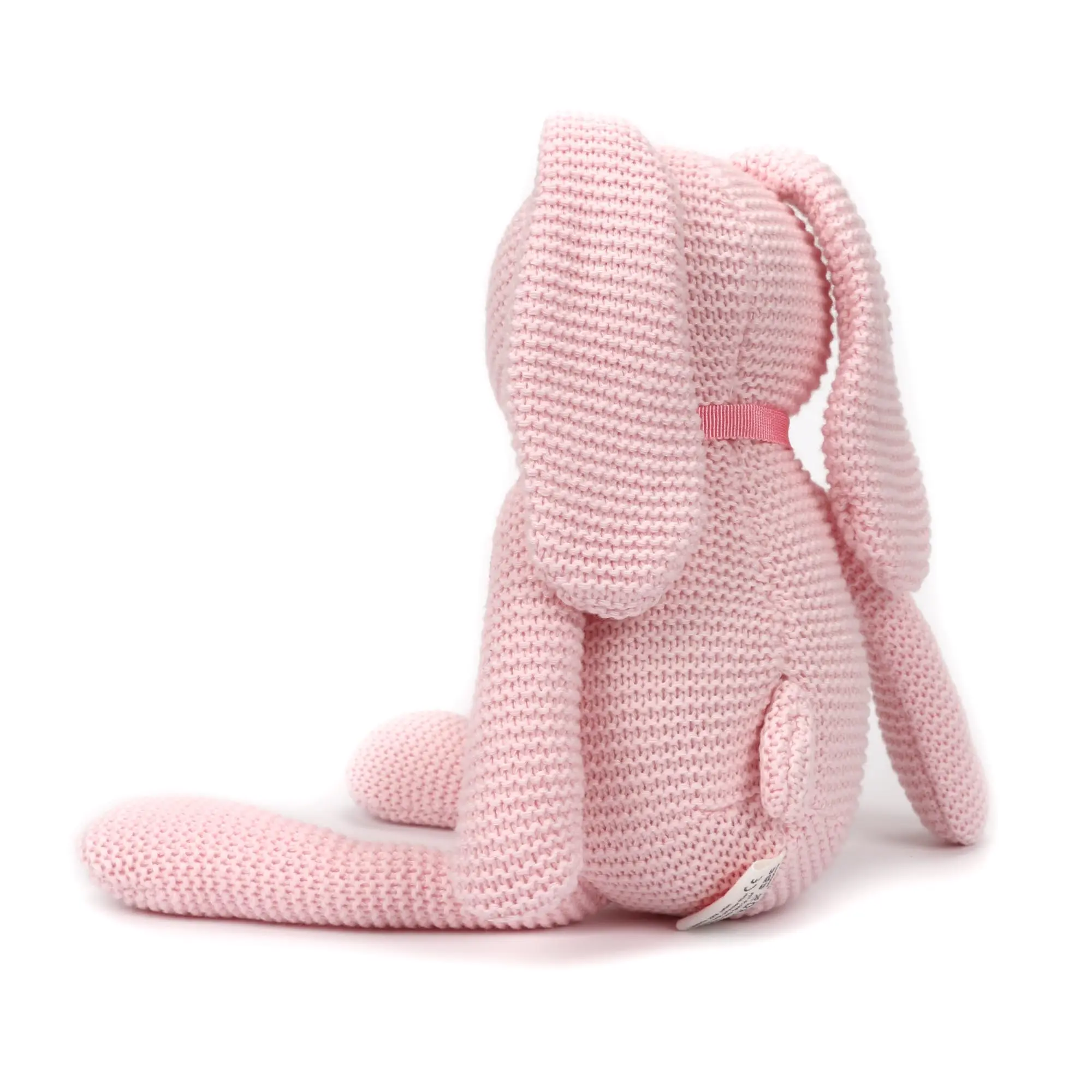 100% Organic Cotton Fabric Stuffed Pink Rabbit Toy 7.1 Inches For Children Over 0 Years Old