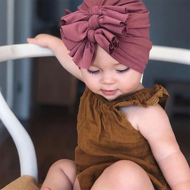 15 Colors Cute Baby Headband Lovely Kids Girls Toddler Turban Caps Knotted Bow Hat Infant Newborn Baby Beanies