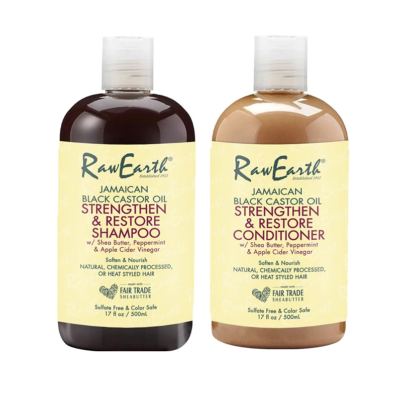 Raw Earth Strengthen Grow and Restore Jamaican Black Castor Oil Shampoo and Conditioner Set