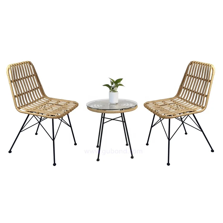 Outdoor Furniture Restaurant Wicker Chair Metal PE Rattan Dining Chairs with Cushion for Sale