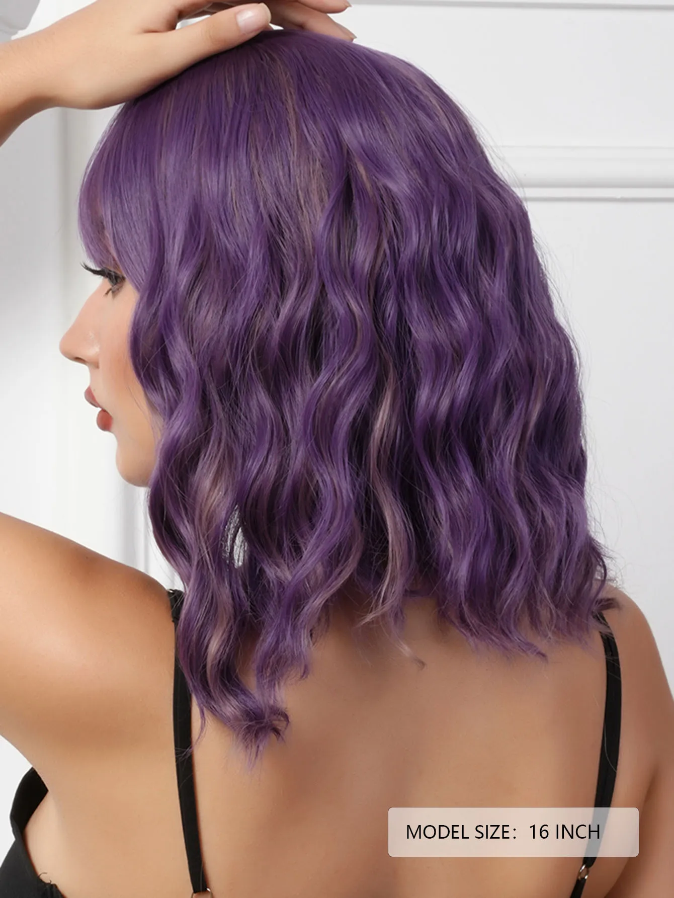 European Style Natural purple bob Curly Synthetic Lace Front short curly hair Wig