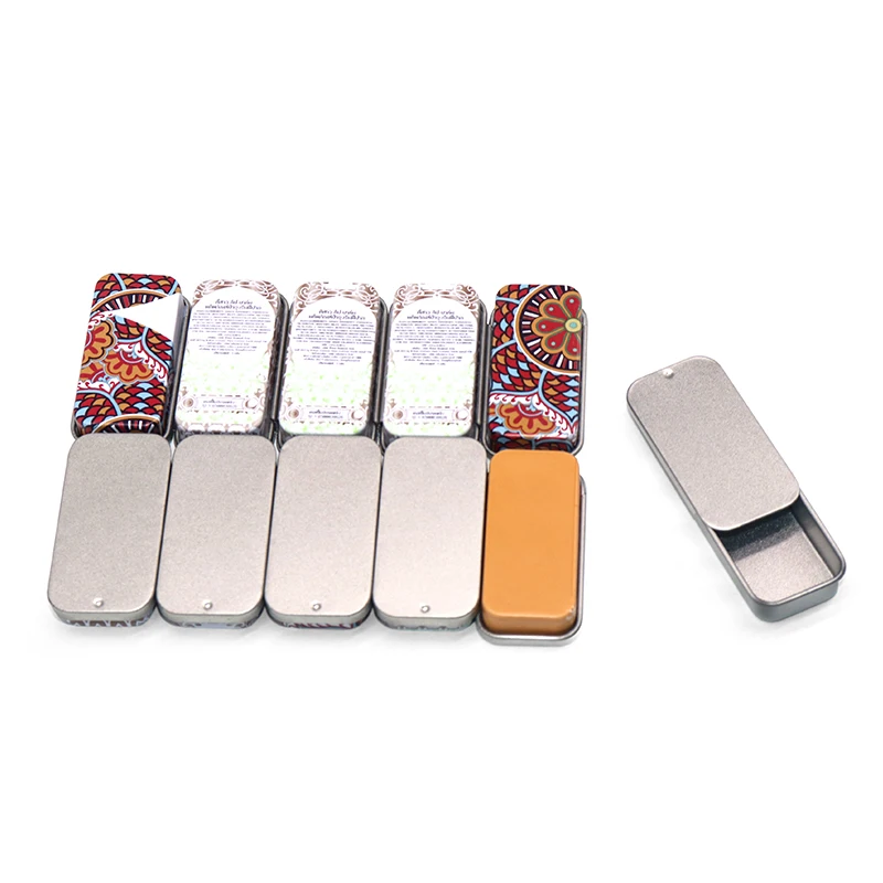 High Quality Food Grade Mint Candy Chew Gum Metal Slide Tin Box Custom Printed Mini Sliding Tin Box For Lip Balm Solid Perfume