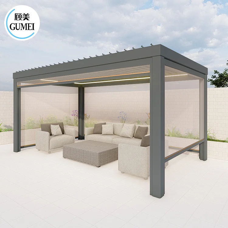 Outdoor Pergola Waterproof Louver Roof System Garden Bioclimatic Aluminium Pergola