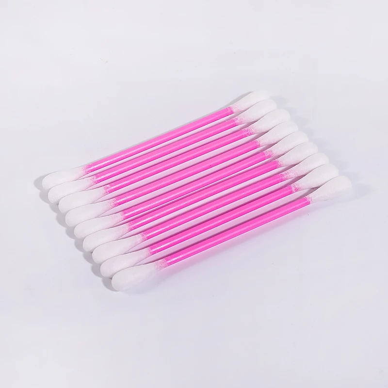 Reliable 300Pcs Pink Plastic Stick Cotton Buds With Suction Packaging Card for Delicate Applications and First Aid