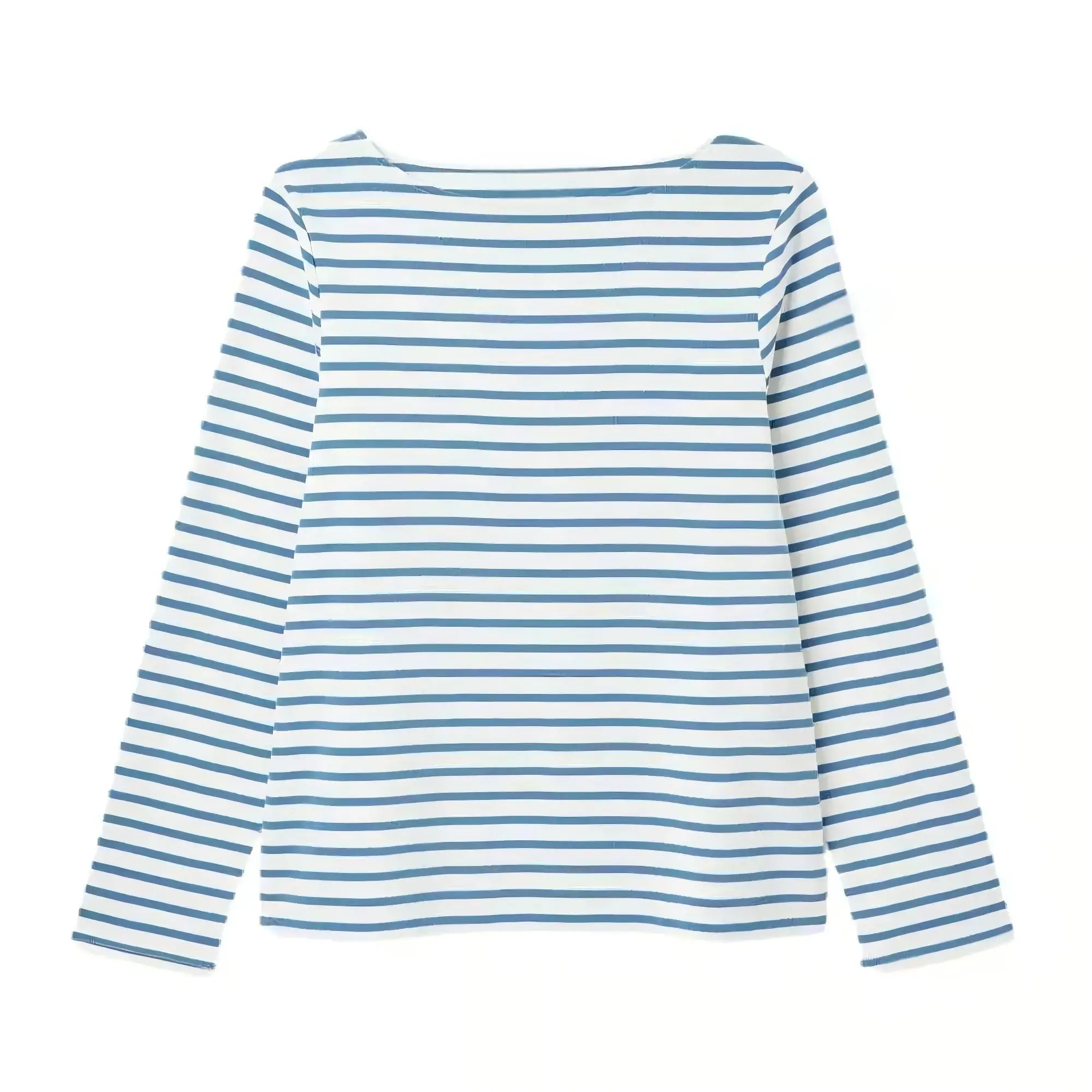 Custom 100% Cotton Heavy 240gsm Unisex Long Sleeve Loose T Shirt Womens Stripe T Shirts Couple Clothes