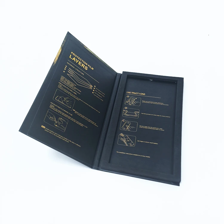 Smart electronics mobile phone 3D glass packaging box hardcover custom uv print logo tempered film paper box