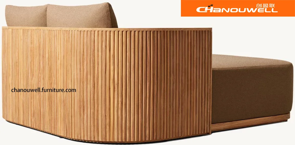 Luxury Design All-weather Use Patio Garden A Grade South American Teak Double Lounge Bed